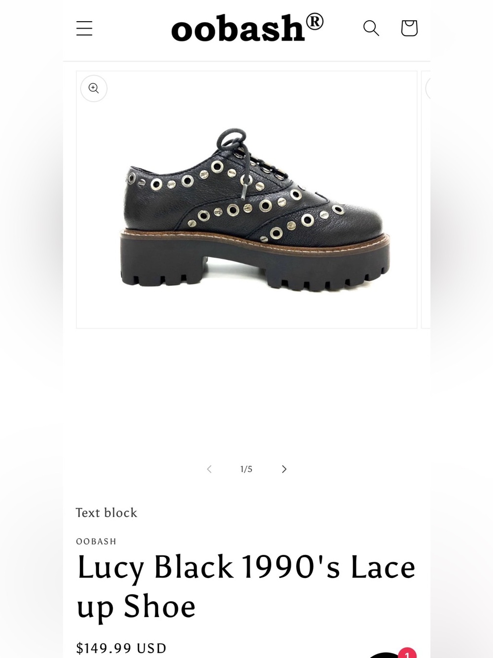 oobash Black Lucy ‘90 Repro Leather Studded Lace Up Chunky Platforms Sz 10 $150